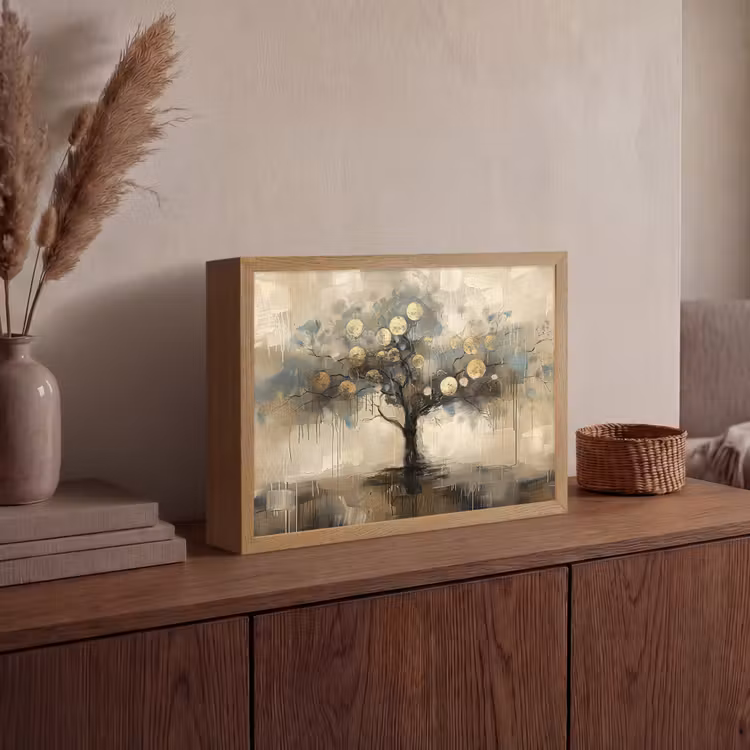 Lightbox - Wandlamp - Beige - Abstract - Boom - Goud — 4