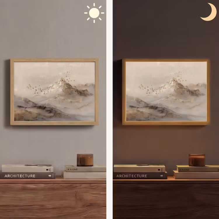 Lightbox - Wandlamp - Berglandschap - Mist - Penseelstreken — 6