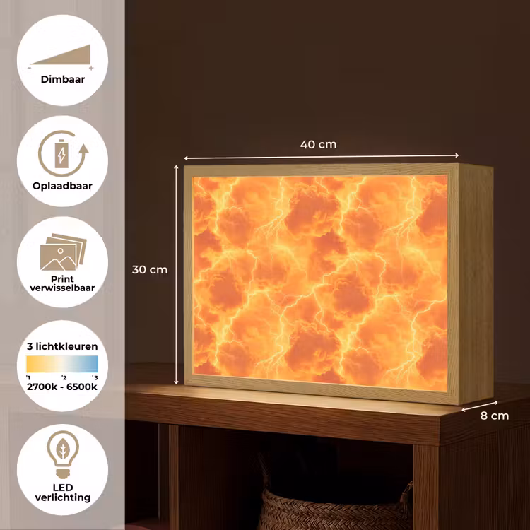 Lightbox - Wandlamp - Bliksem - Storm - Oranje — 10