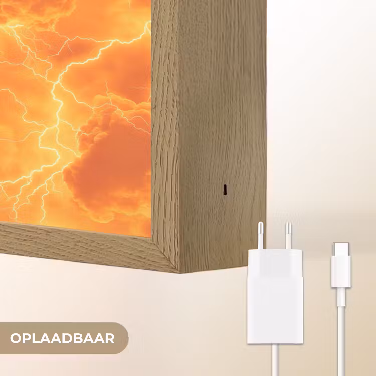 Lightbox - Wandlamp - Bliksem - Storm - Oranje — 7