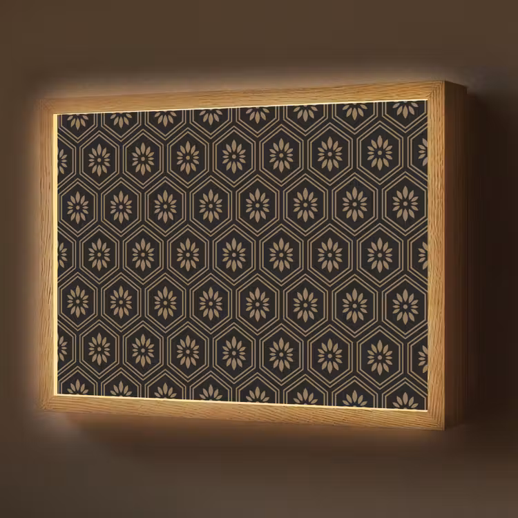 Lightbox - Wandlamp - Bloemen - Goud - Hexagon — 1