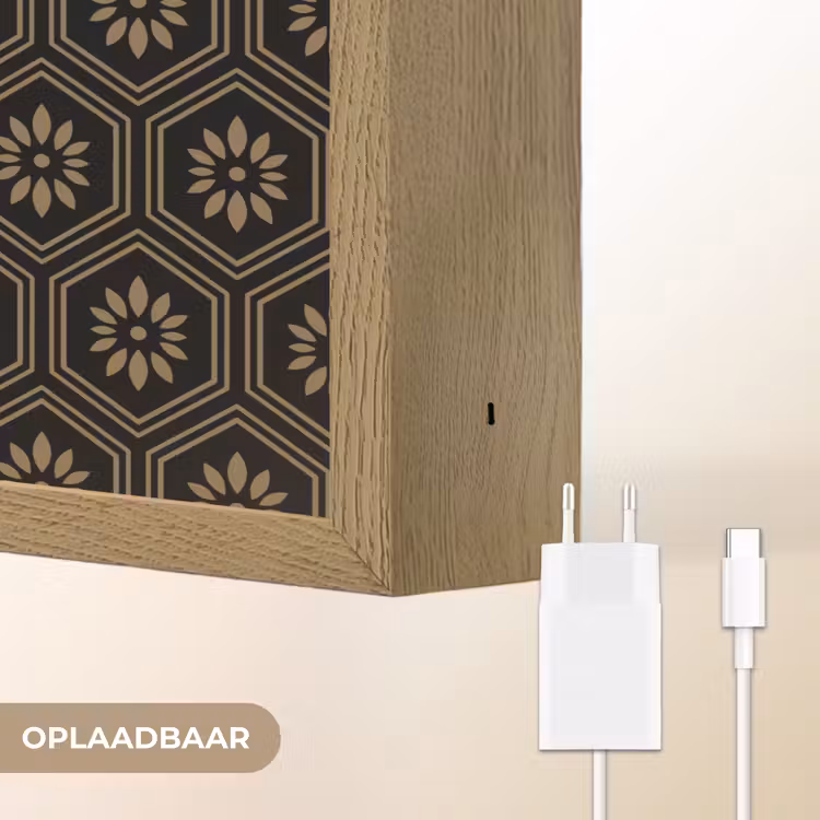 Lightbox - Wandlamp - Bloemen - Goud - Hexagon — 7