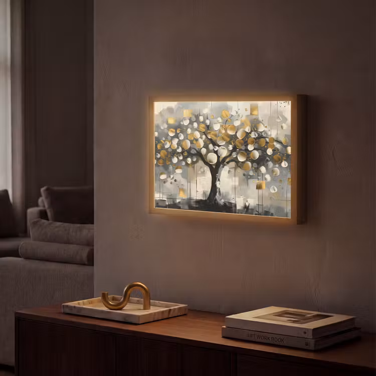 Lightbox - Wandlamp - Boom - Abstract - Beige - Goud - Zwart — 2