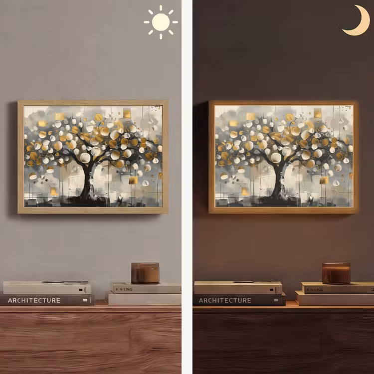 Lightbox - Wandlamp - Boom - Abstract - Beige - Goud - Zwart — 6