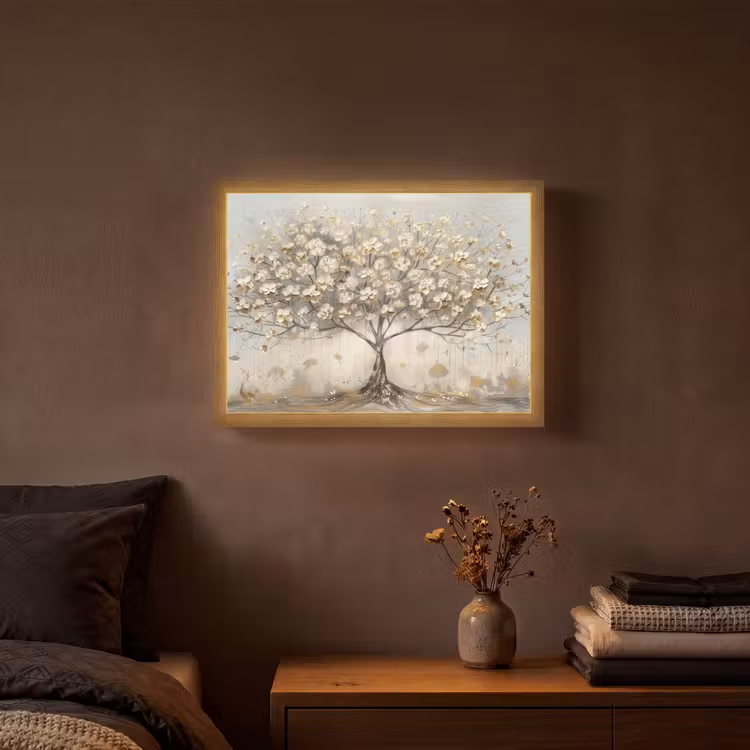 Lightbox - Wandlamp - Boom - Beige - Goud - Verflook - Grijs — 3