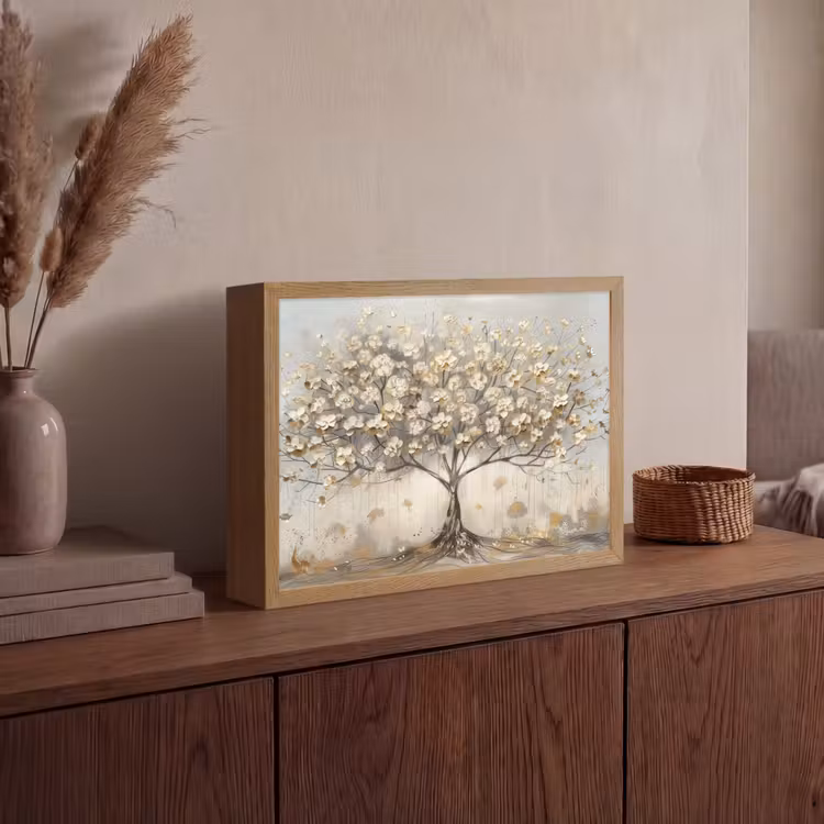 Lightbox - Wandlamp - Boom - Beige - Goud - Verflook - Grijs — 4