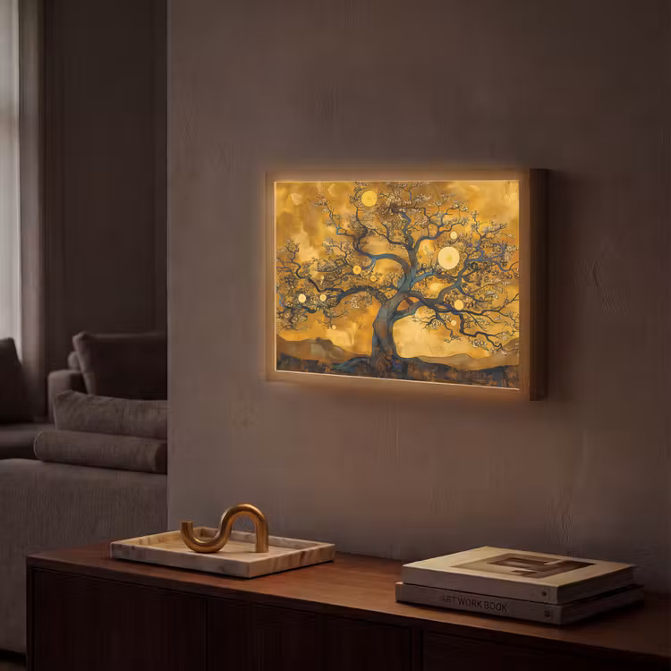Lightbox - Wandlamp - Boom - Levensboom - Abstract - Goud — 2