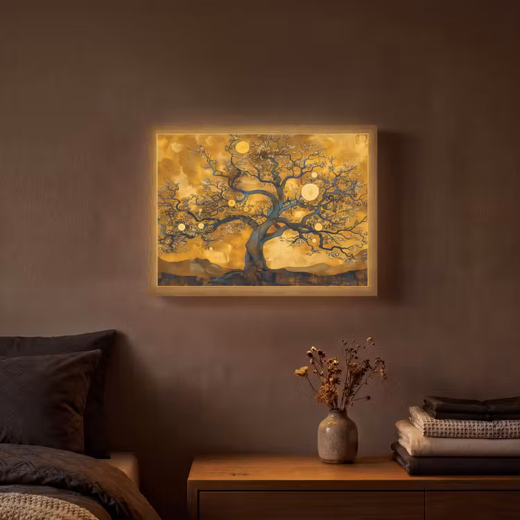 Lightbox - Wandlamp - Boom - Levensboom - Abstract - Goud — 3