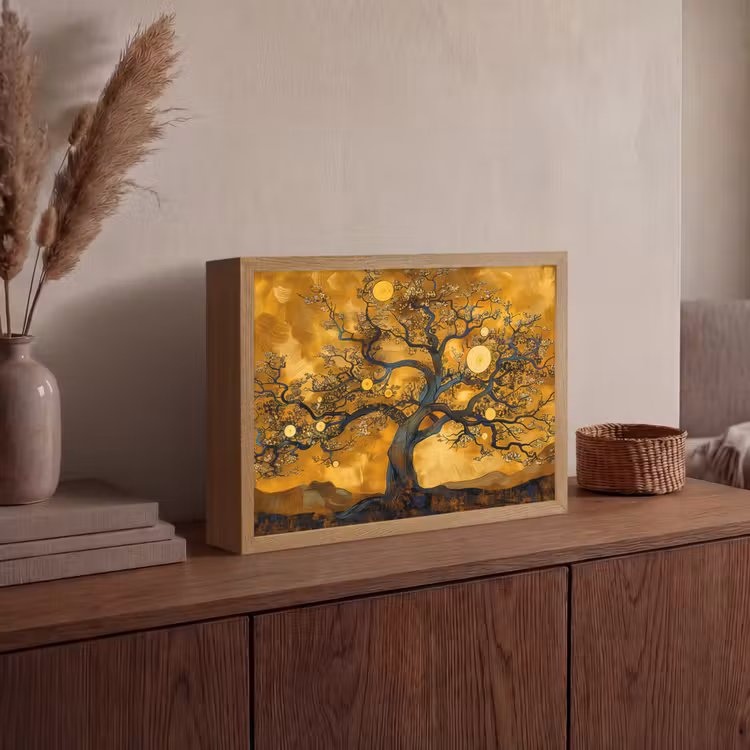 Lightbox - Wandlamp - Boom - Levensboom - Abstract - Goud — 4