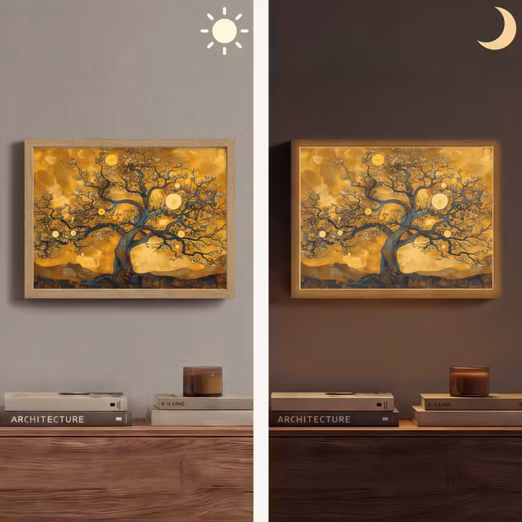 Lightbox - Wandlamp - Boom - Levensboom - Abstract - Goud — 6