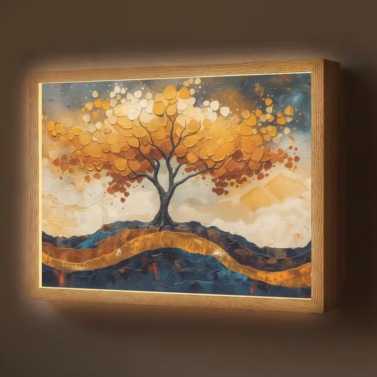 Lightbox - Wandlamp - Boom - Natuur - Goud - Modern — 1
