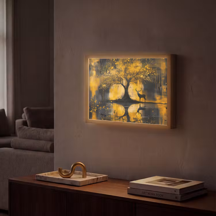 Lightbox - Wandlamp - Boom - Verflook - Hert - Natuur - Goud — 2