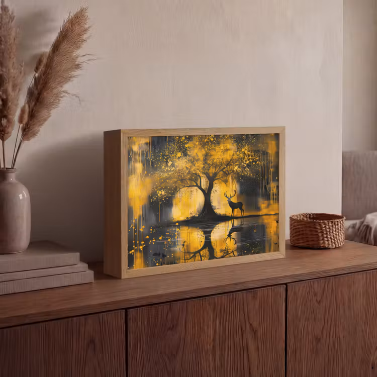 Lightbox - Wandlamp - Boom - Verflook - Hert - Natuur - Goud — 4