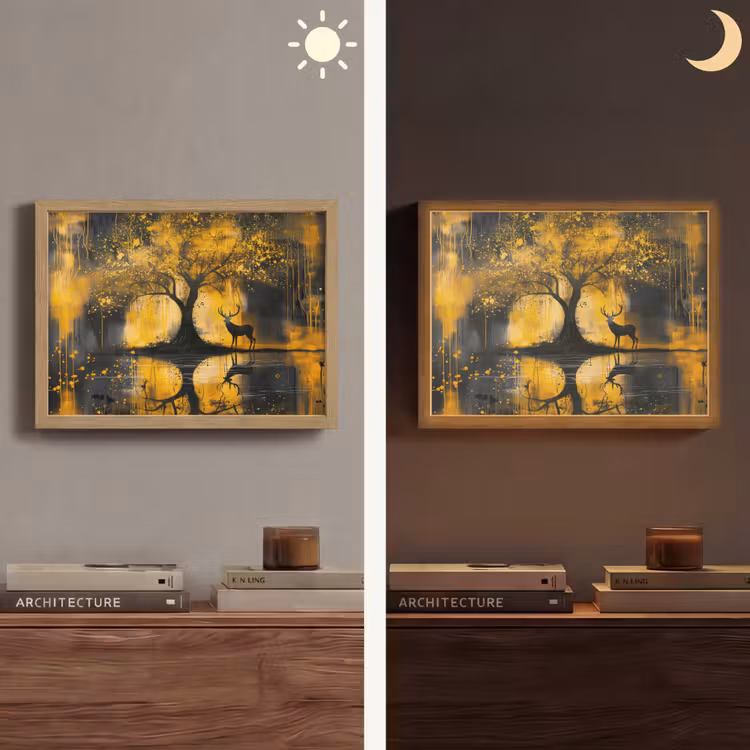 Lightbox - Wandlamp - Boom - Verflook - Hert - Natuur - Goud — 6