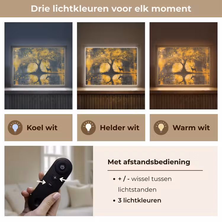Lightbox - Wandlamp - Boom - Verflook - Hert - Natuur - Goud — 8