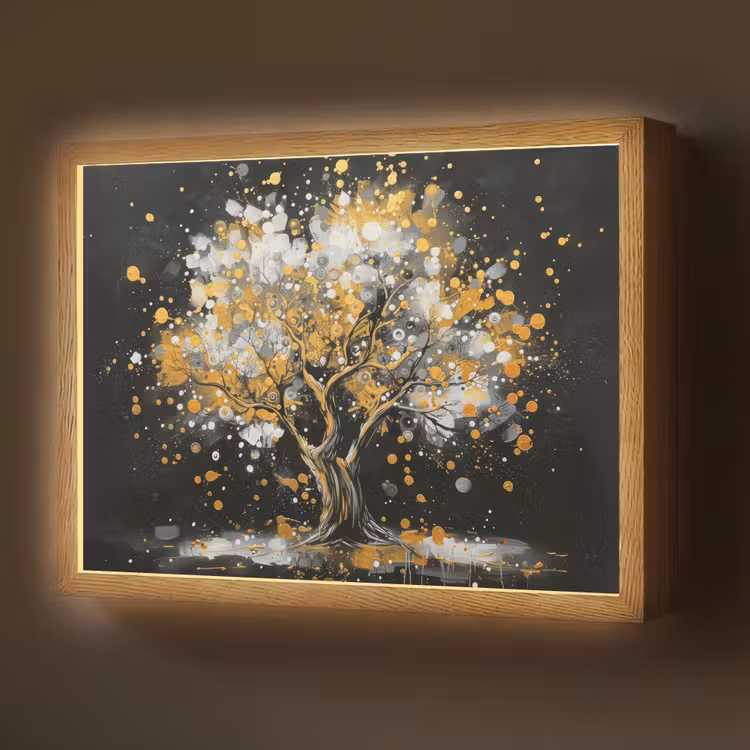 Lightbox - Wandlamp - Boom - Zwart - Goud - Wit - Modern — 1