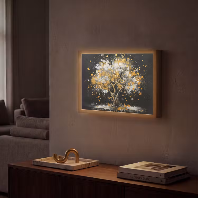 Lightbox - Wandlamp - Boom - Zwart - Goud - Wit - Modern — 2