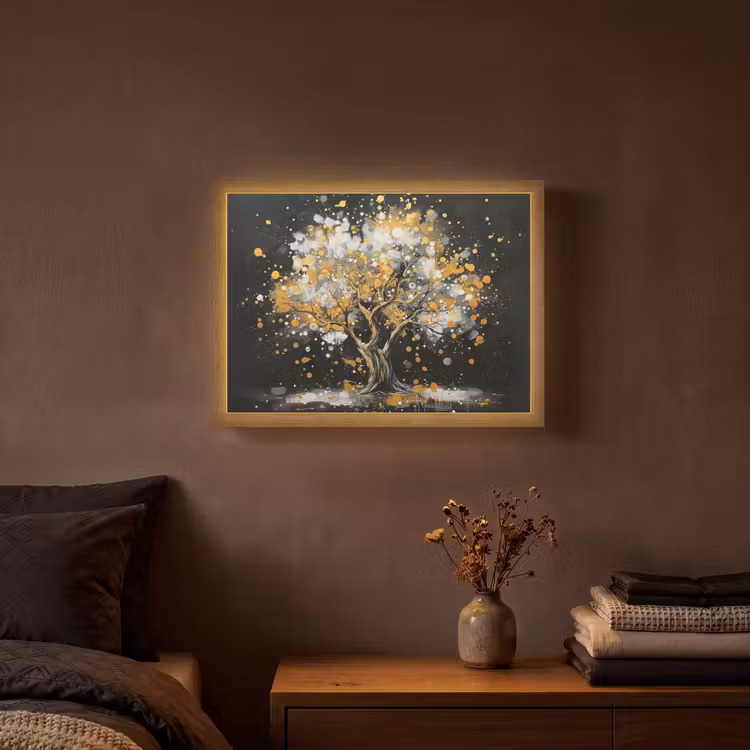 Lightbox - Wandlamp - Boom - Zwart - Goud - Wit - Modern — 3