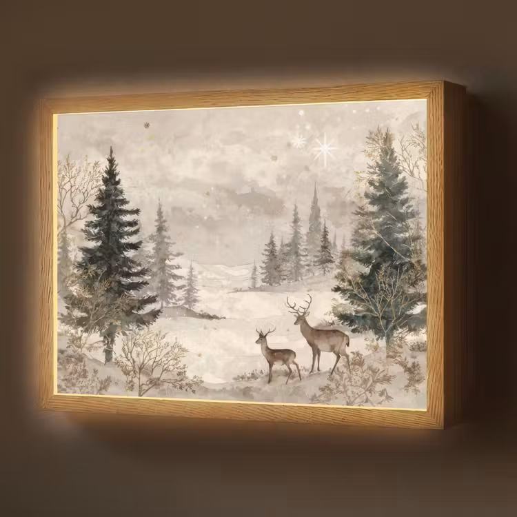 Lightbox - Wandlamp - Bos - Herten - Winter - Sneeuw — 1
