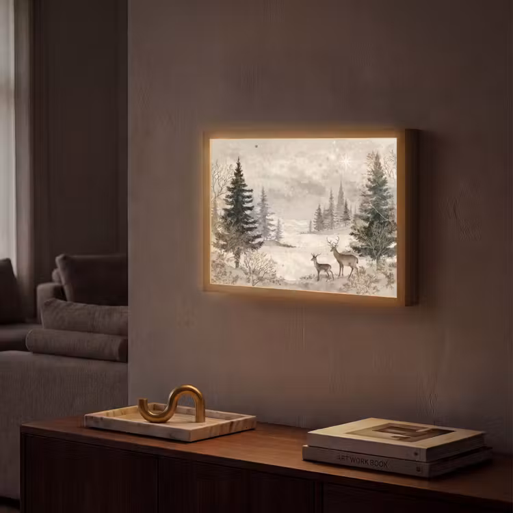 Lightbox - Wandlamp - Bos - Herten - Winter - Sneeuw — 2