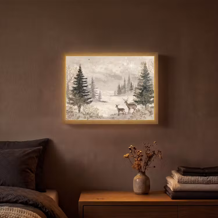 Lightbox - Wandlamp - Bos - Herten - Winter - Sneeuw — 3