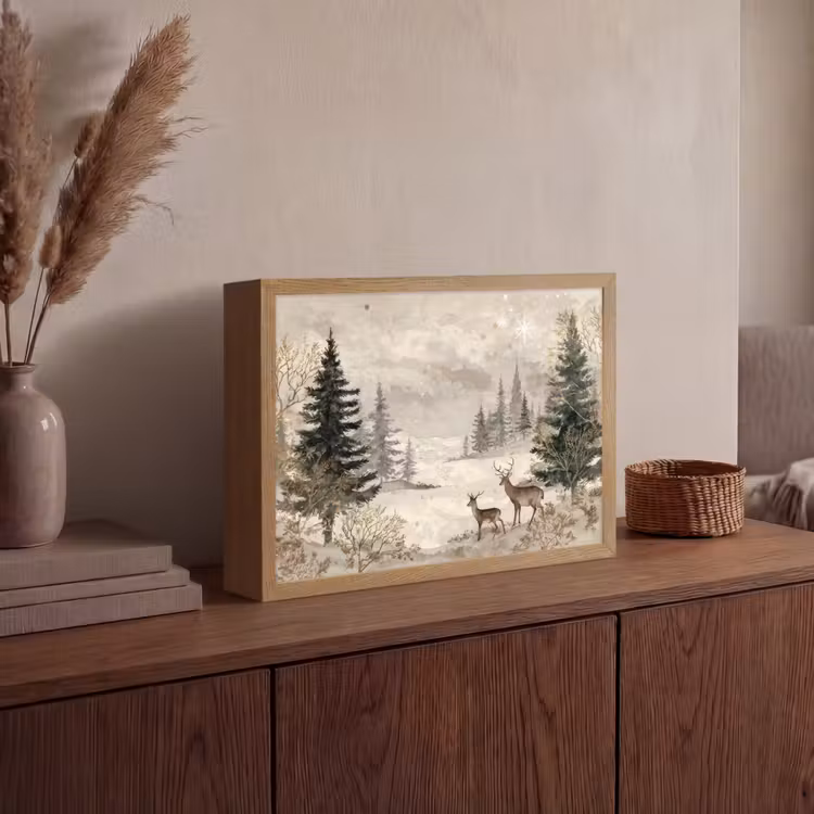Lightbox - Wandlamp - Bos - Herten - Winter - Sneeuw — 4