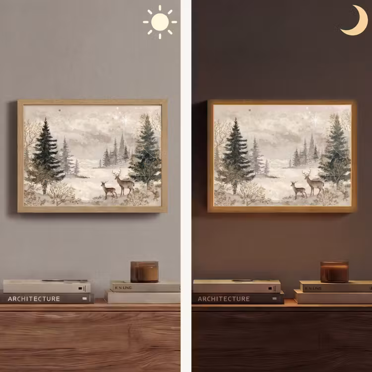 Lightbox - Wandlamp - Bos - Herten - Winter - Sneeuw — 6