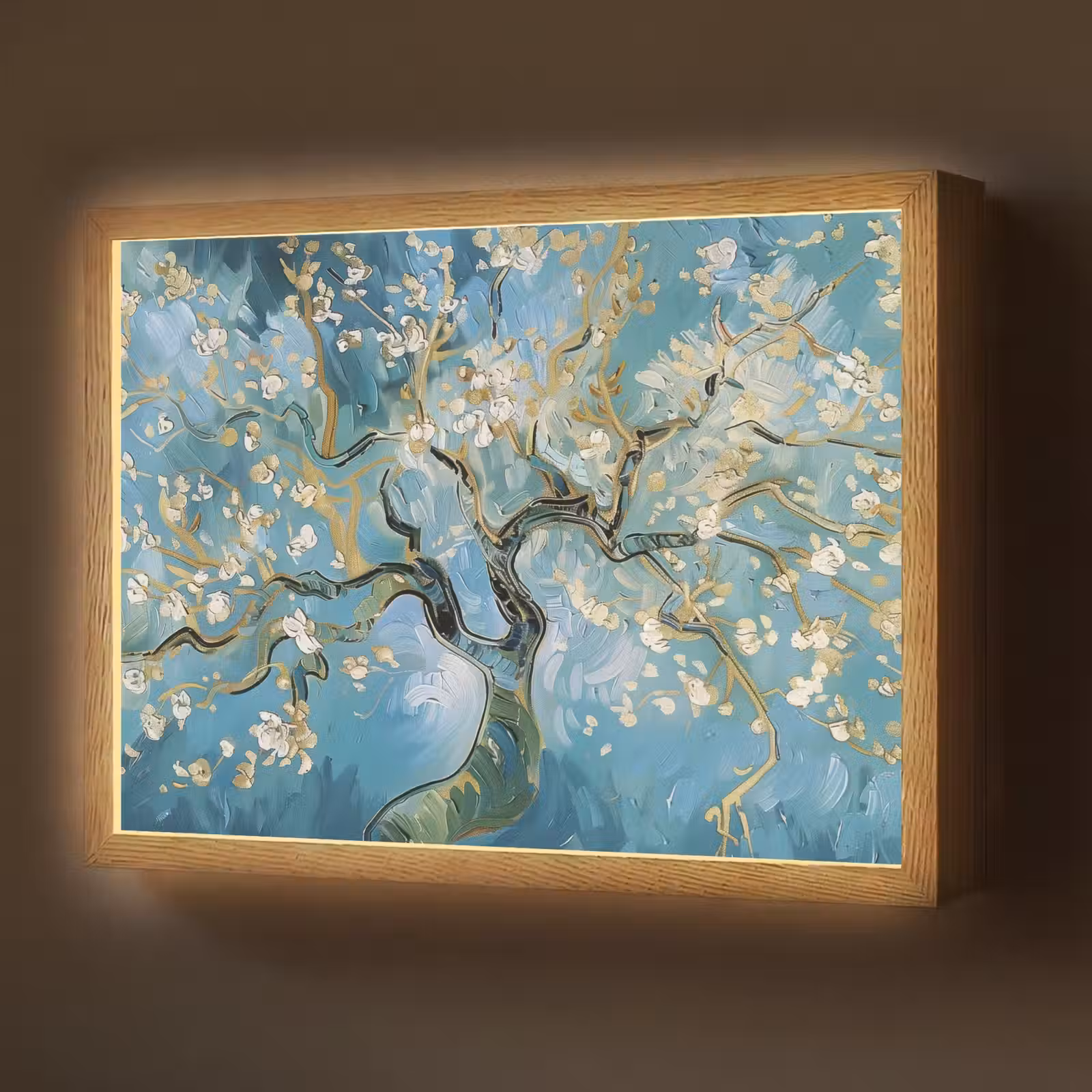 Lightbox - Wandlamp - Amandelbloesem boom - Blauw - Abstract — 1