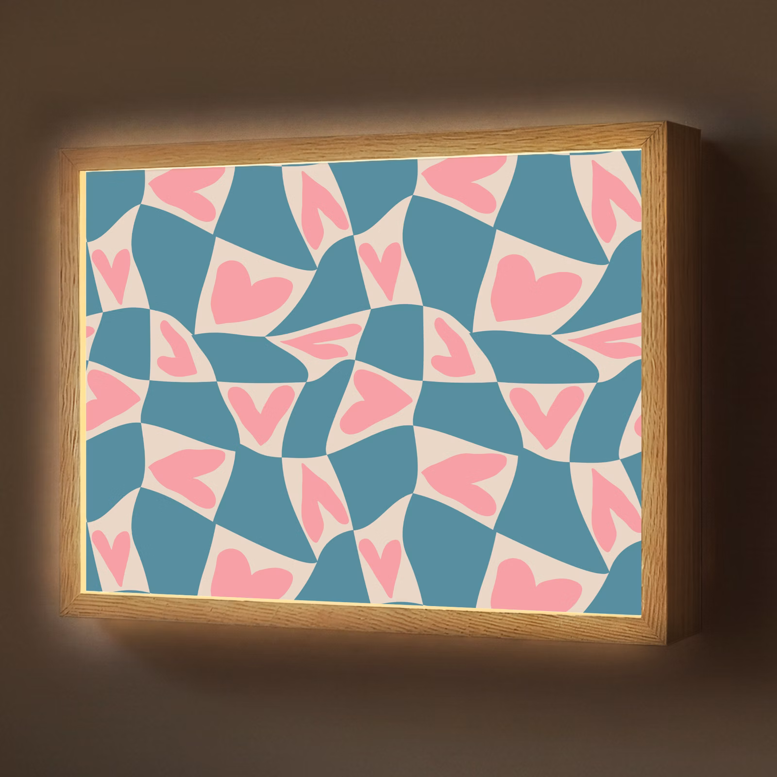 Lightbox - Wandlamp - Blauw - Vlakken - Patroon - Hartjes — 1
