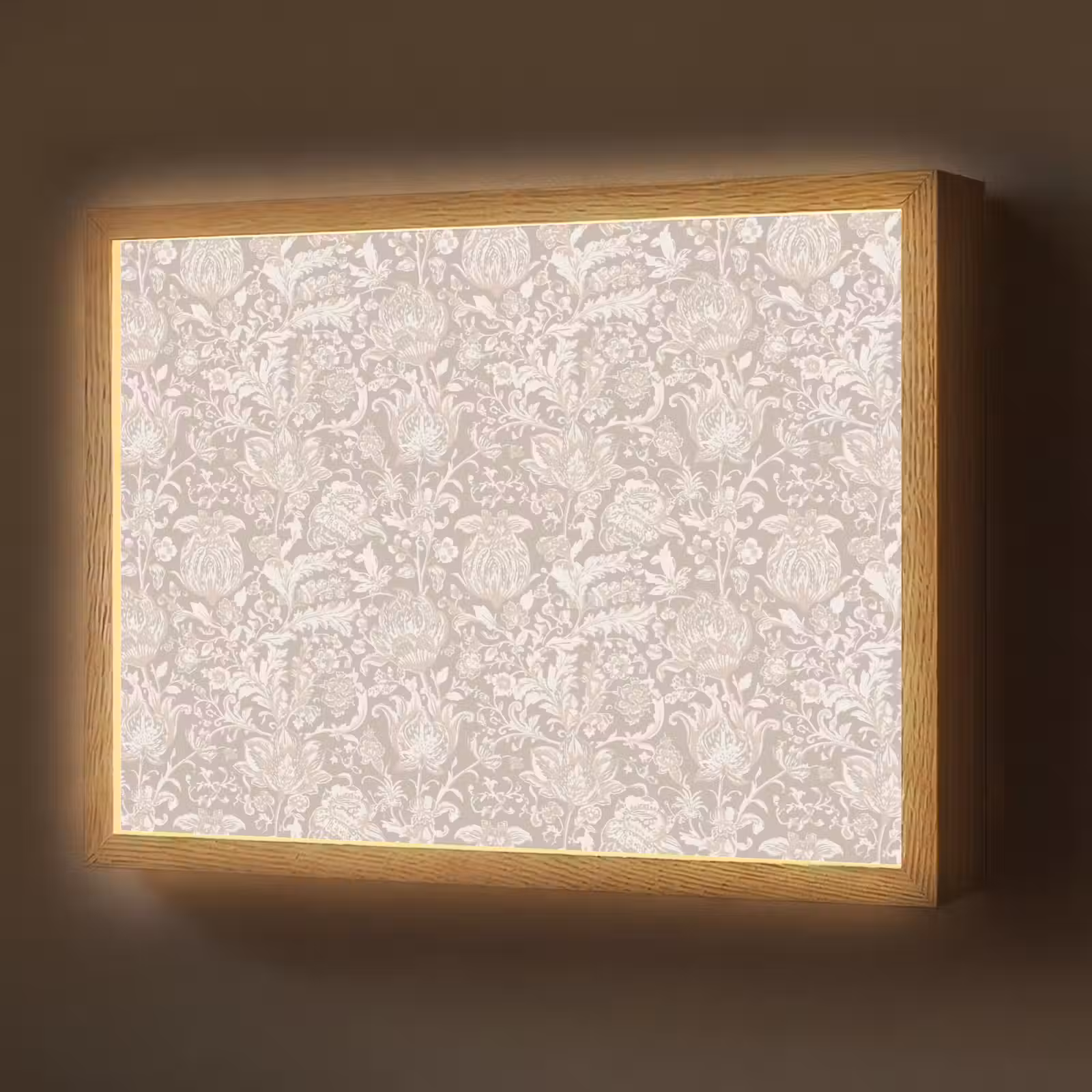 Lightbox - Wandlamp - Bloemenprint - Grijs - Crème — 1