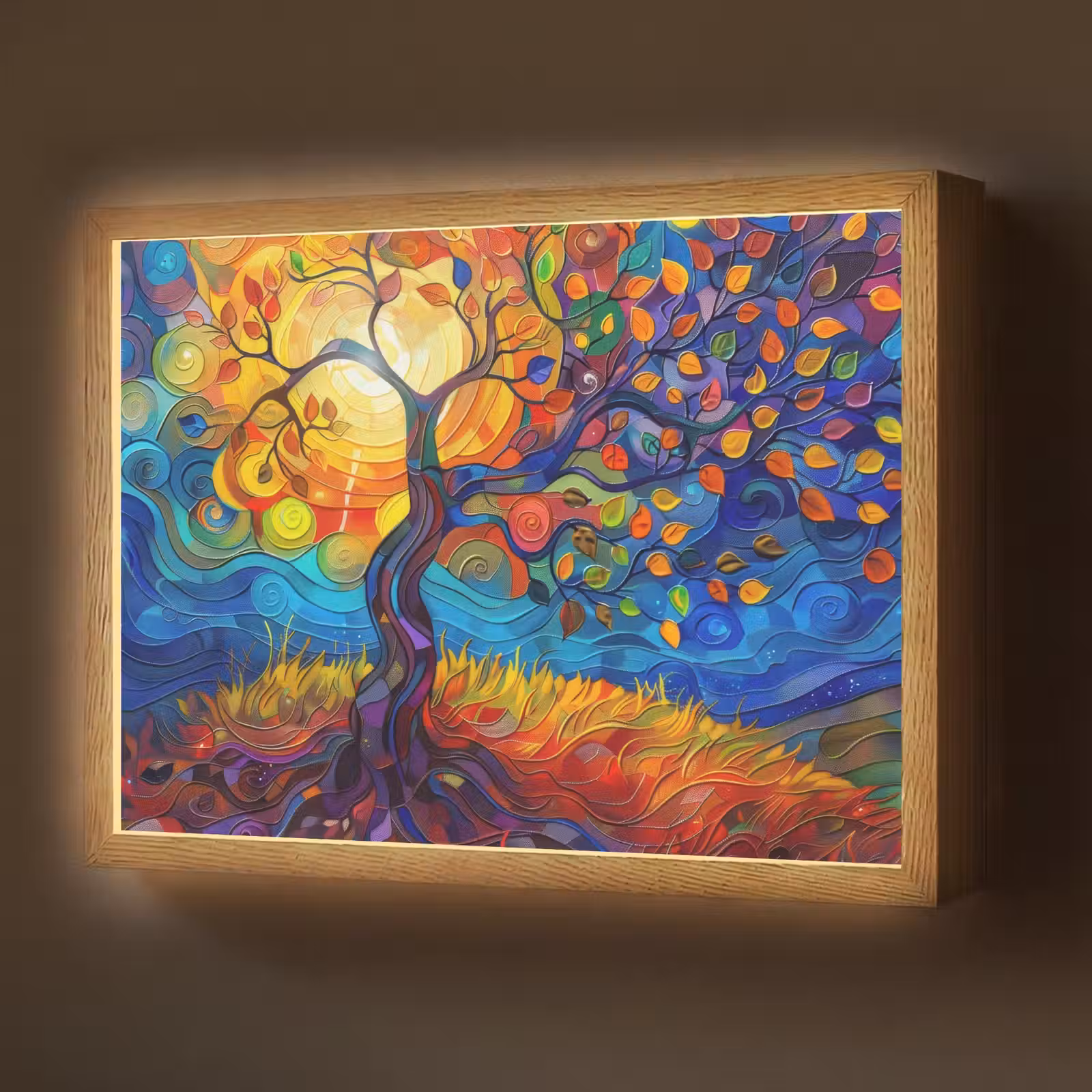 Lightbox - Wandlamp - Boom - Zon - Verflook - Kleuren - Abstract — 1