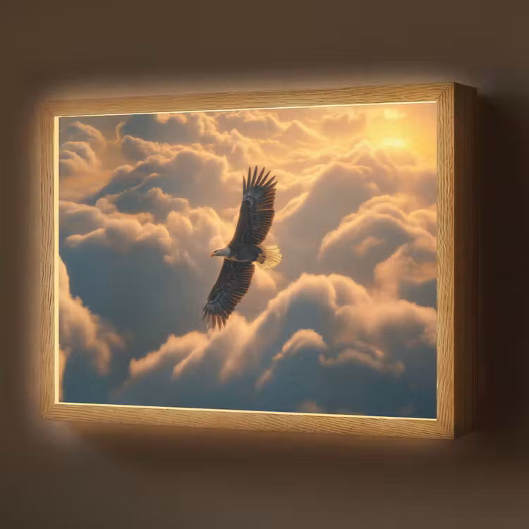 Lightbox - Wandlamp - Adelaar - Wolken - Zon — 1