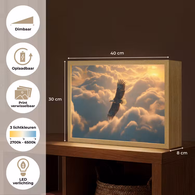 Lightbox - Wandlamp - Adelaar - Wolken - Zon — 10