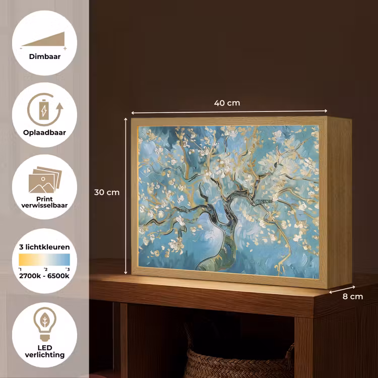 Lightbox - Wandlamp - Amandelbloesem boom - Blauw - Abstract — 10