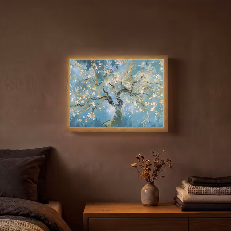 Lightbox - Wandlamp - Amandelbloesem boom - Blauw - Abstract — 3