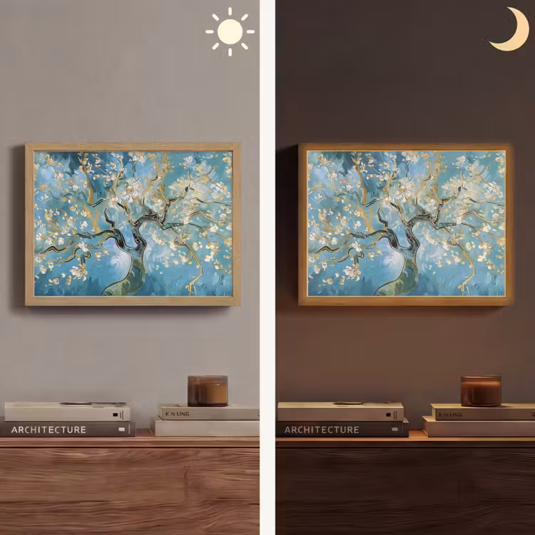 Lightbox - Wandlamp - Amandelbloesem boom - Blauw - Abstract — 6