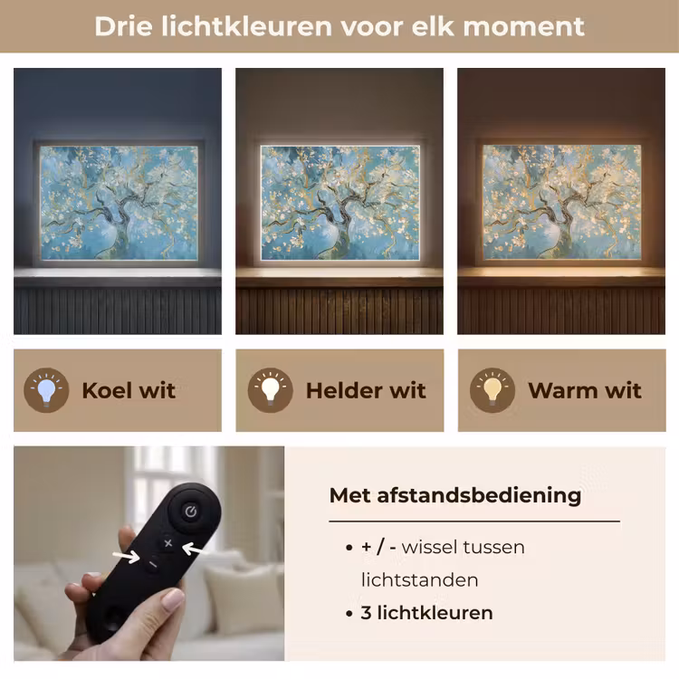 Lightbox - Wandlamp - Amandelbloesem boom - Blauw - Abstract — 8