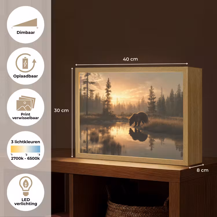 Lightbox - Wandlamp - Beer - water - Bos - Ochtendlicht — 10