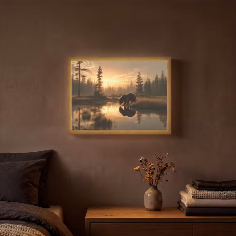 Lightbox - Wandlamp - Beer - water - Bos - Ochtendlicht — 3