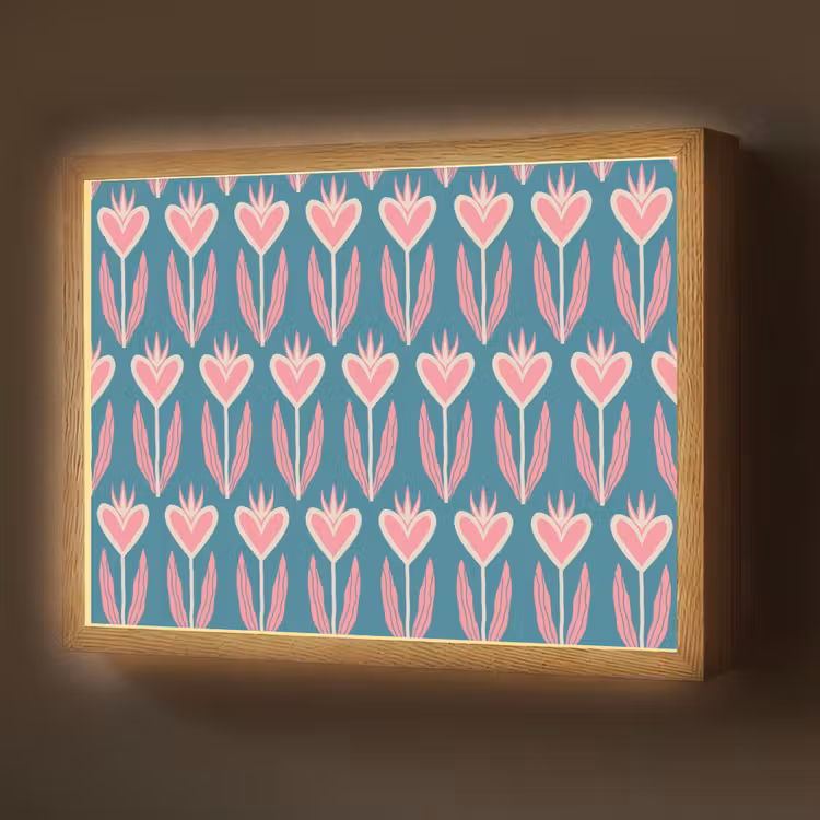 Lightbox - Wandlamp - Blauw - Retro - Patroon - Hartjes — 1