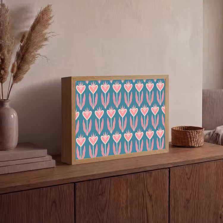 Lightbox - Wandlamp - Blauw - Retro - Patroon - Hartjes — 4