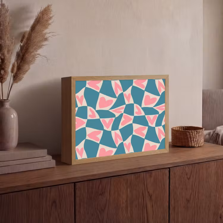 Lightbox - Wandlamp - Blauw - Vlakken - Patroon - Hartjes — 4