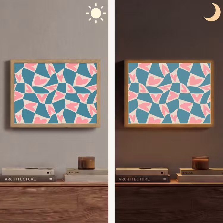 Lightbox - Wandlamp - Blauw - Vlakken - Patroon - Hartjes — 6
