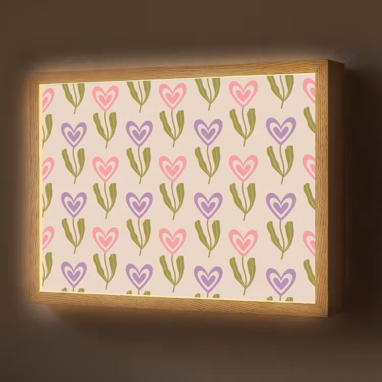 Lightbox - Wandlamp - Bloemen - Hartjes - Patroon — 1