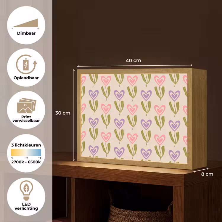 Lightbox - Wandlamp - Bloemen - Hartjes - Patroon — 10