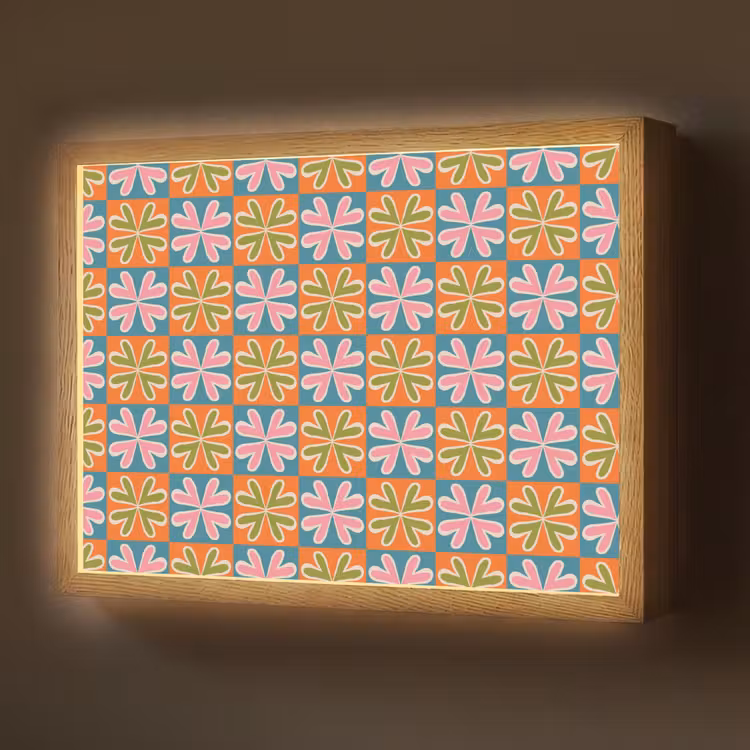 Lightbox - Wandlamp - Bloemen - Retro - Patroon - Kleurrijk — 1