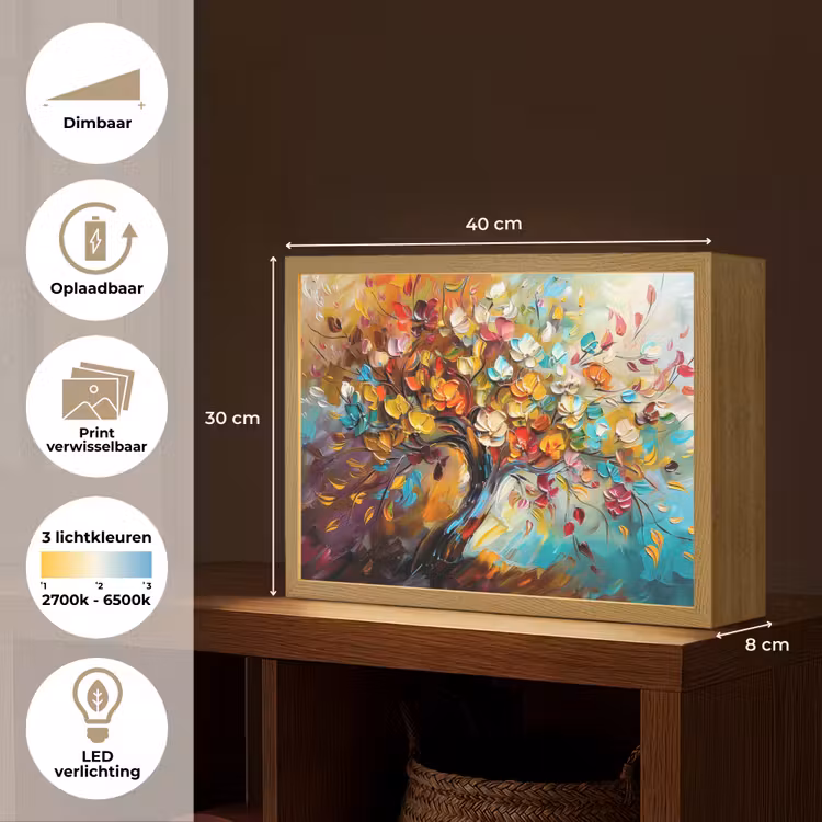 Lightbox - Wandlamp - Boom - Abstract - Kleurrijk - Bloemen — 10