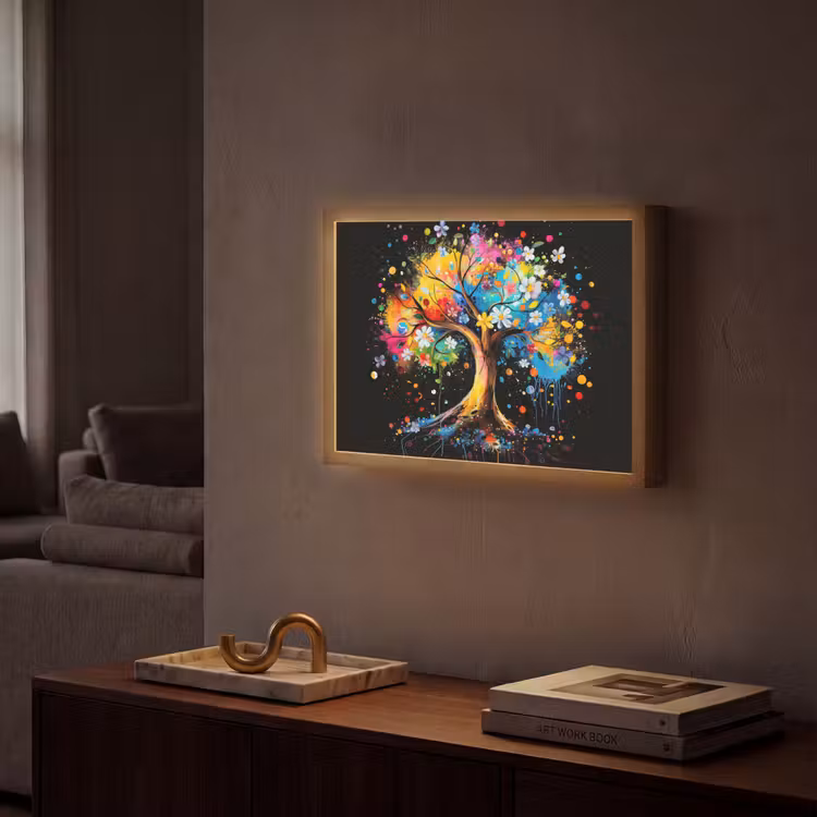 Lightbox - Wandlamp - Boom - Kleurrijk - Bloemen - Zwart — 2