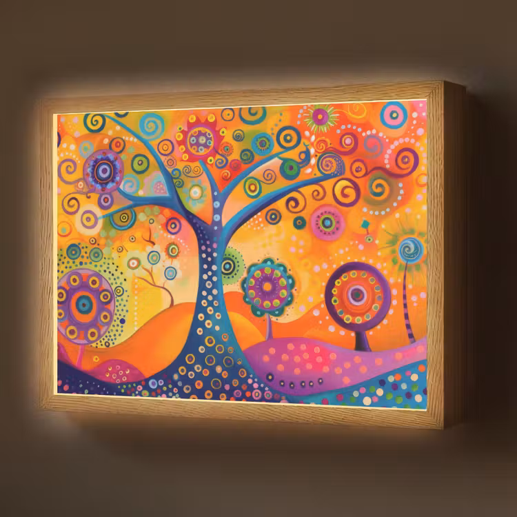 Lightbox - Wandlamp - Boom - Levensboom - Abstract - Kleurrijk — 1