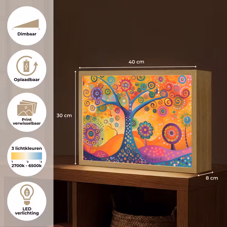 Lightbox - Wandlamp - Boom - Levensboom - Abstract - Kleurrijk — 10